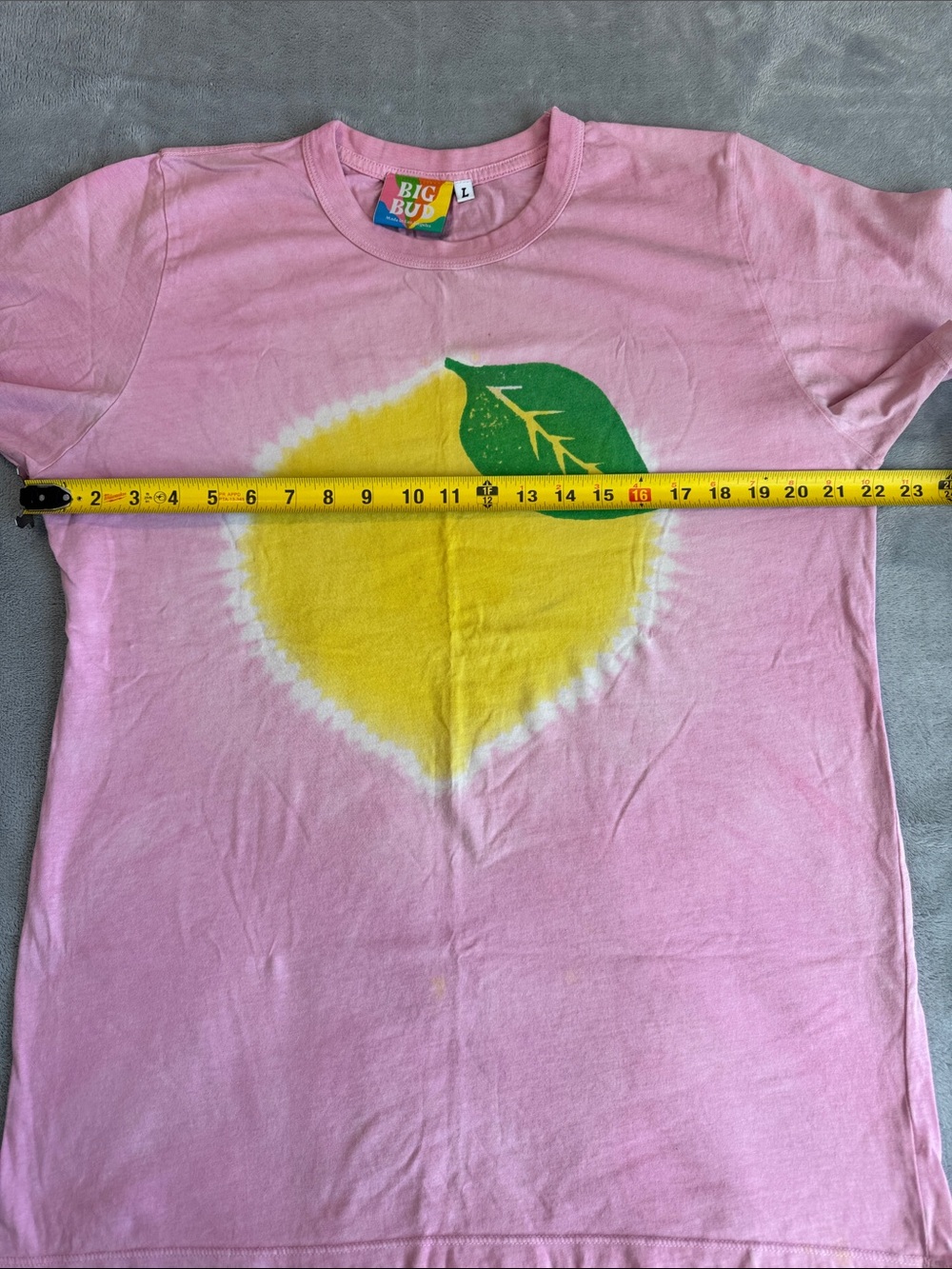 NWOT Big Bud Press Lemon Paint Stamped Tee Size Large - Picture 9 of 10